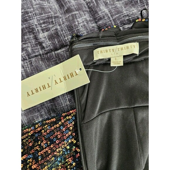 thirty thirty Sequin & Ruffle Mini Dress Iridescent Prom Club Concert Party L M - Picture 8 of 11